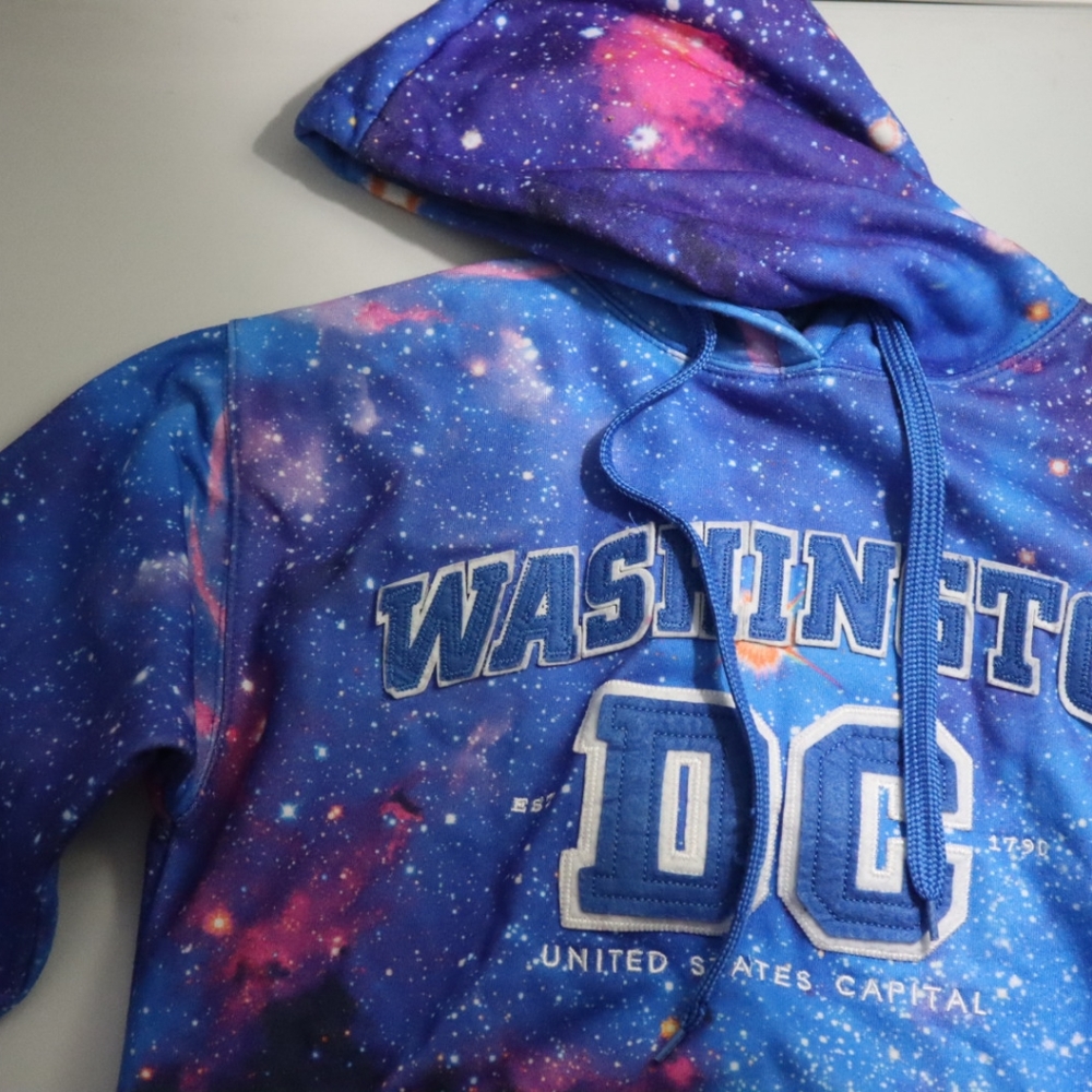 Washington DC Trip Galaxy Tie Dye Hoodie Long Sleeve Sweatshirt Size M